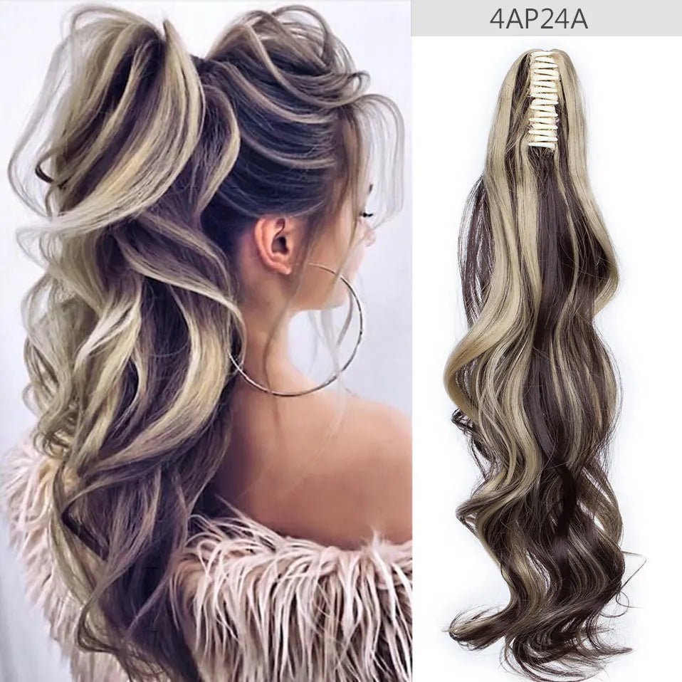 Synthetic Wavy Claw Clip In Ponytail Extension