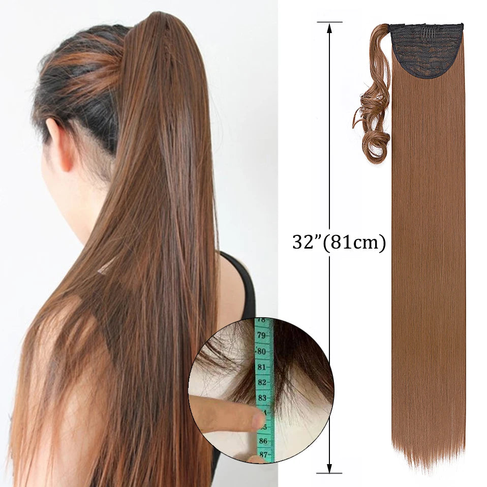 Long Straight Clip In Ponytail Hair Extension