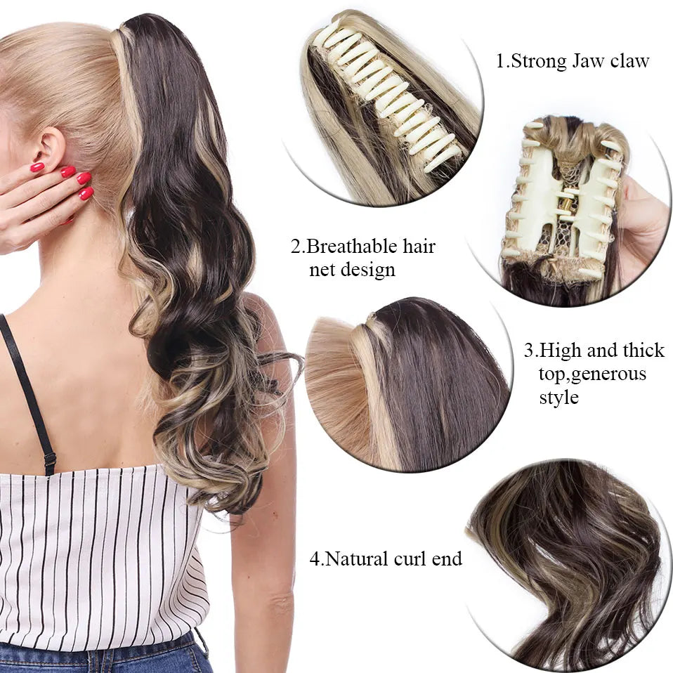 Synthetic Wavy Claw Clip In Ponytail Extension