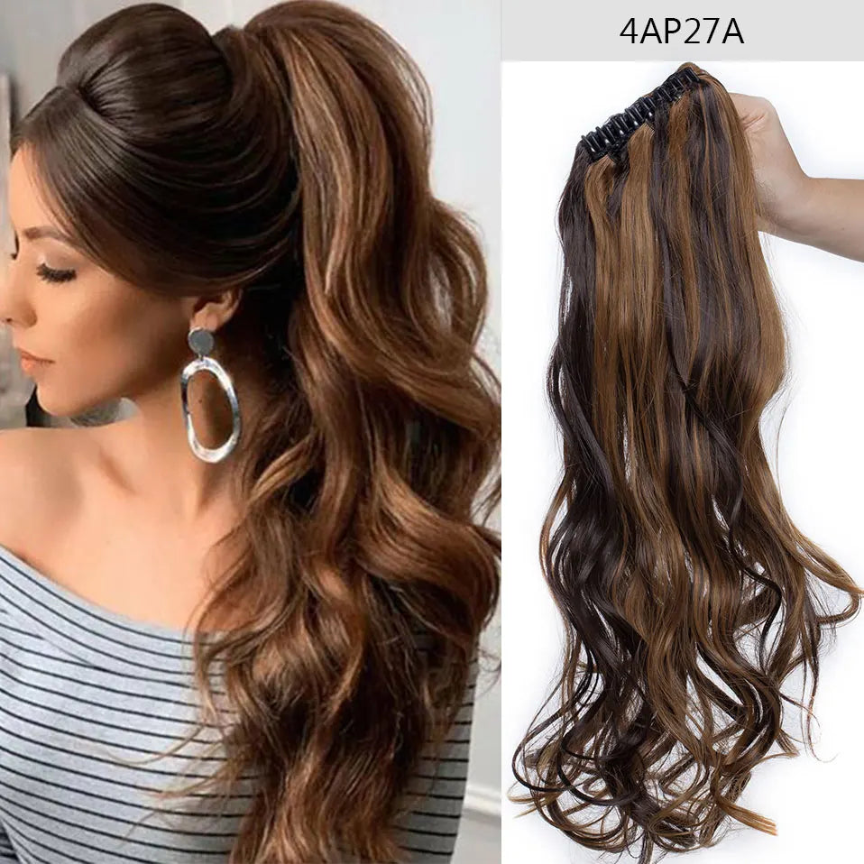 Synthetic Wavy Claw Clip In Ponytail Extension