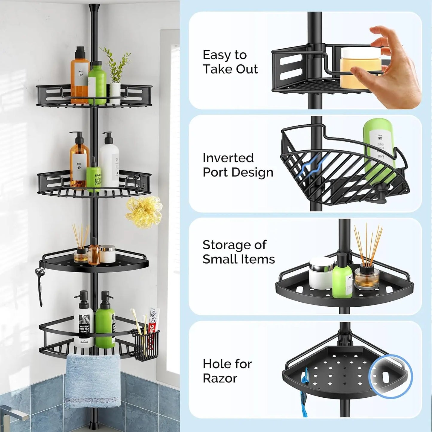 Corner Tension Pole Shower Caddy