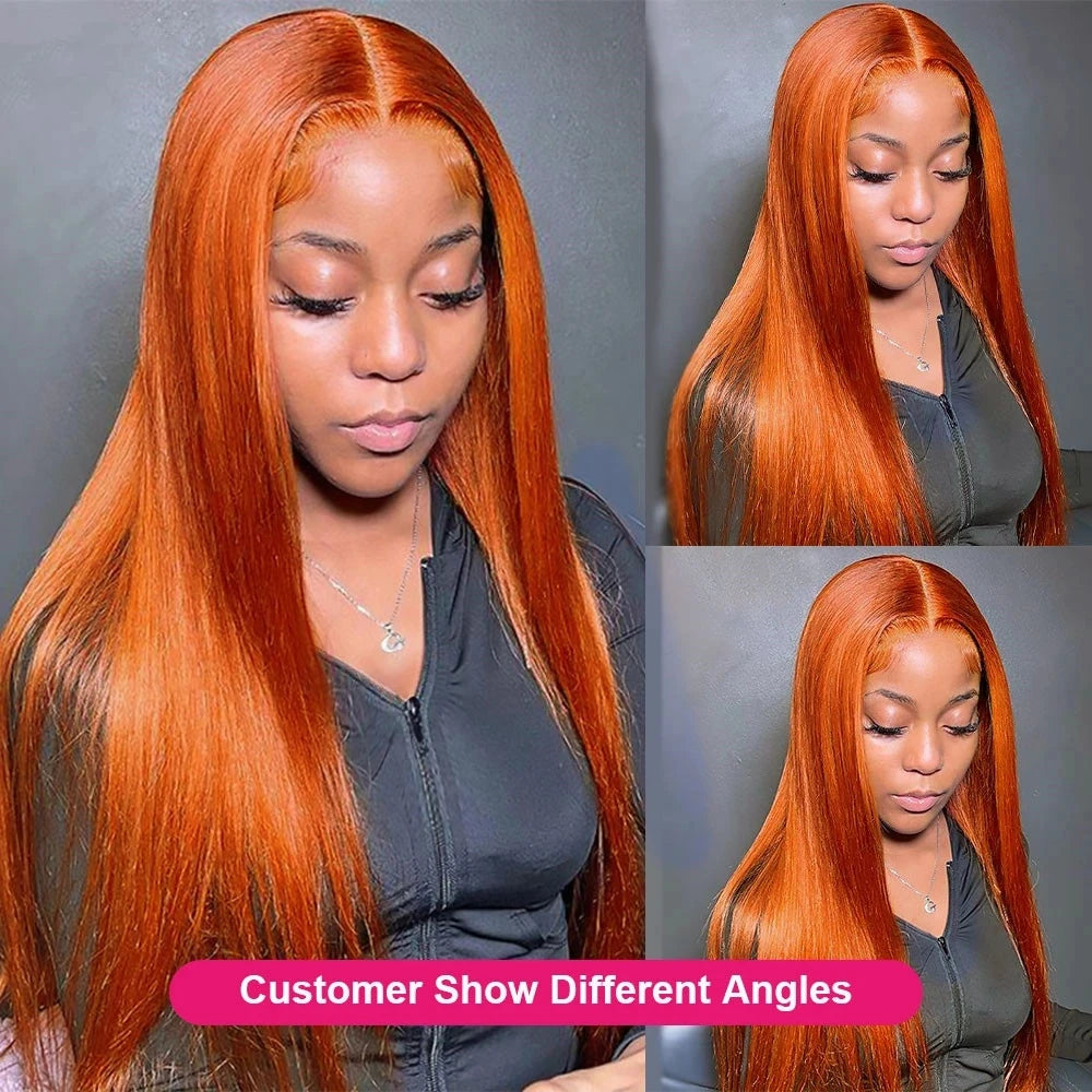 250 Density Straight Ginger Orange Wig