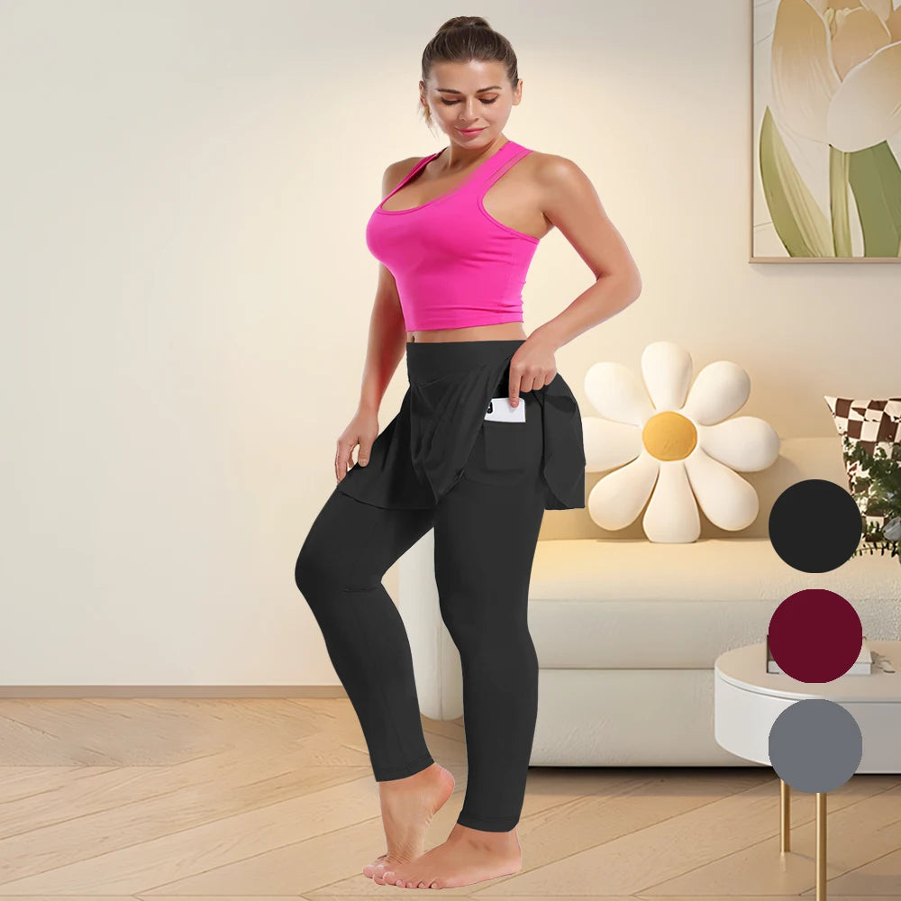 3 Pack Plus Size High-Waisted Skirted Leggings