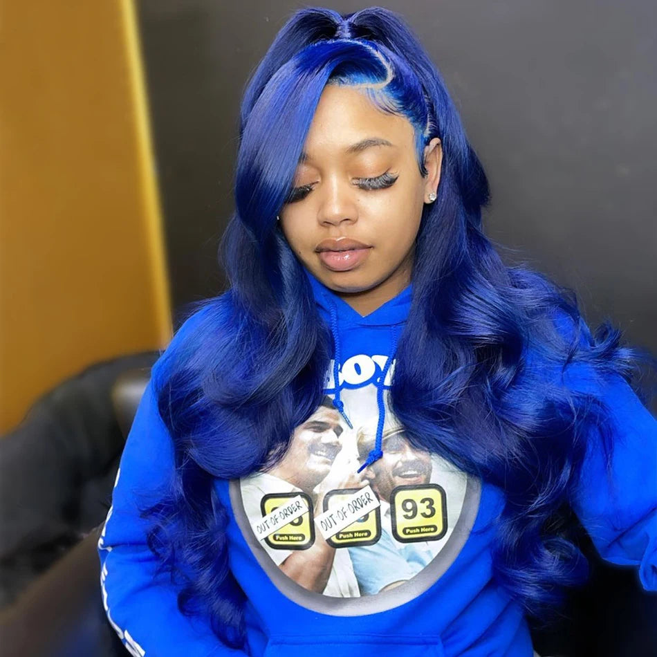 Royal Blue Colored Lace Front Wig