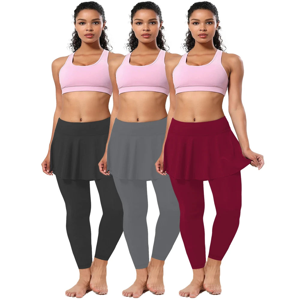 3 Pack Plus Size High-Waisted Skirted Leggings