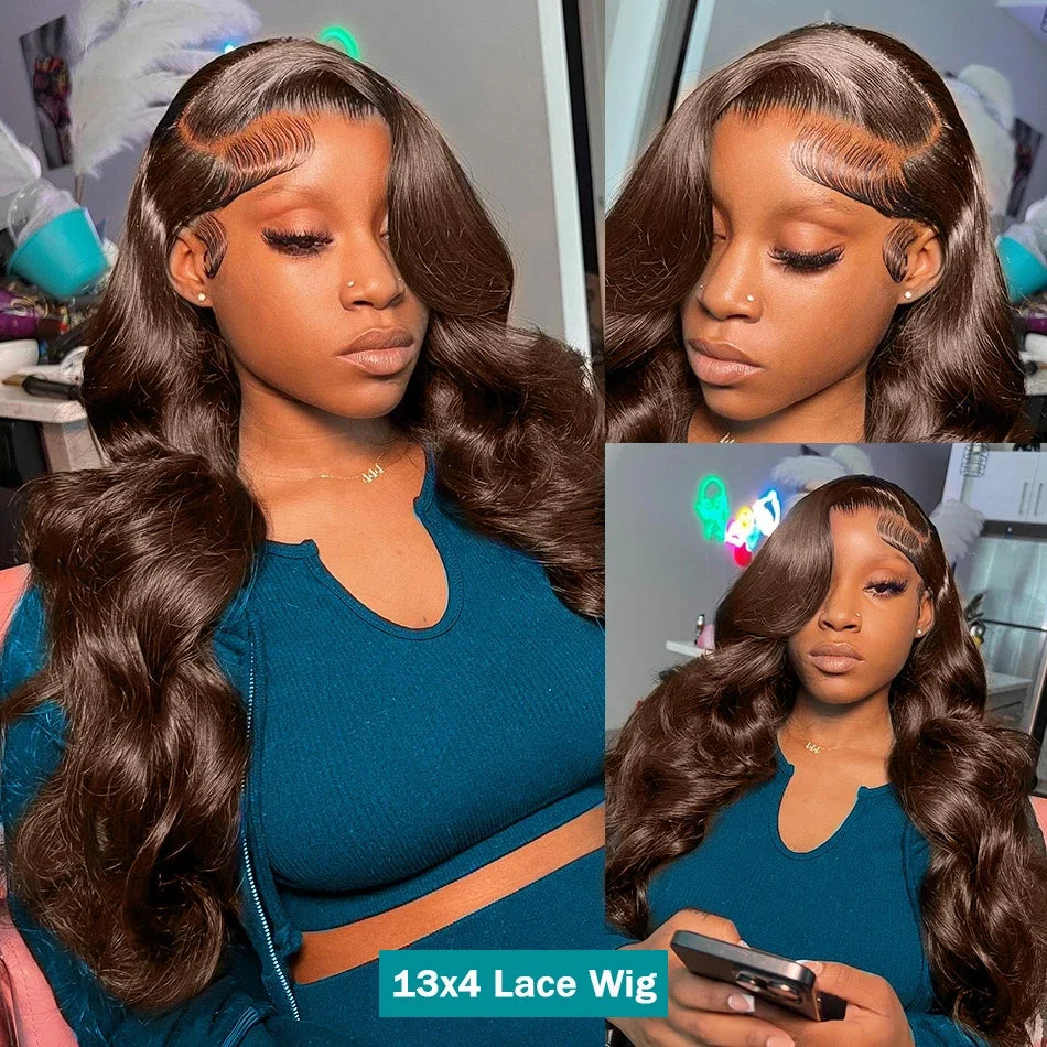 250 Density Chocolate Brown Body Wave Wig