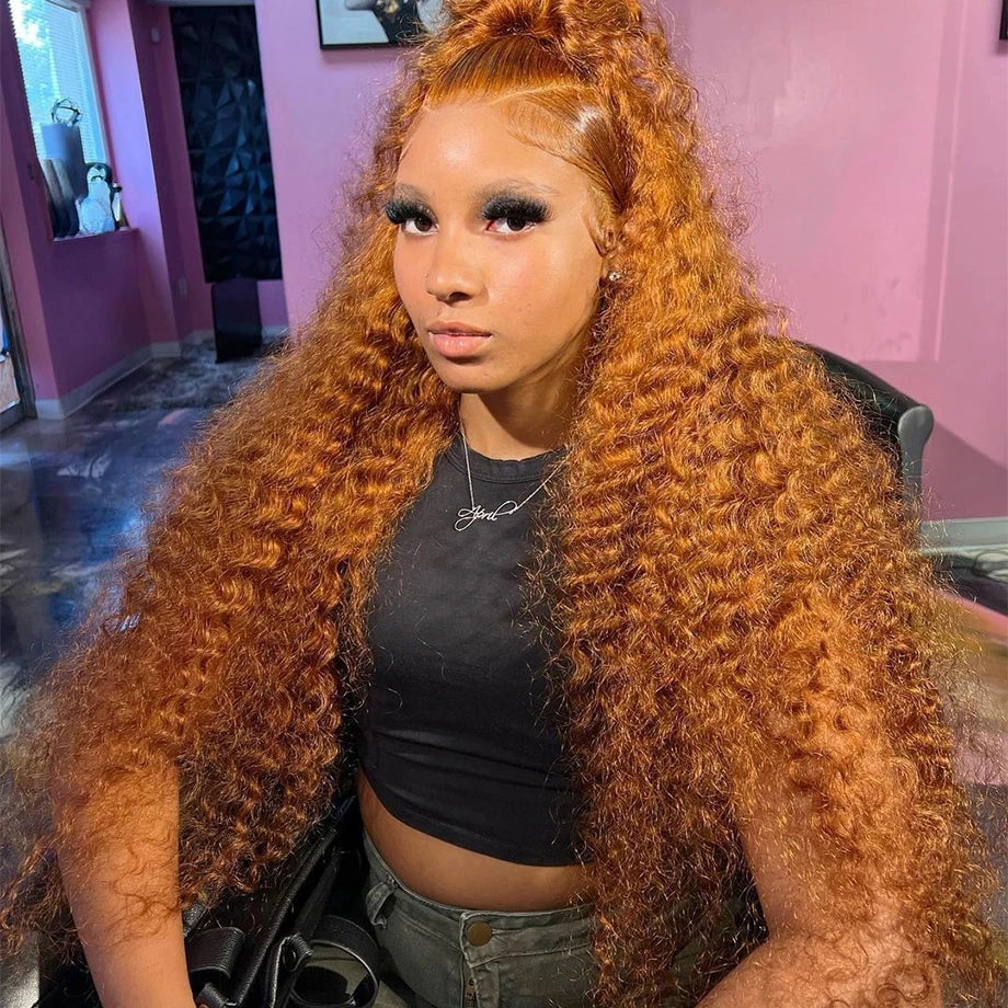 Ginger Orange Curly Lace Front Wig