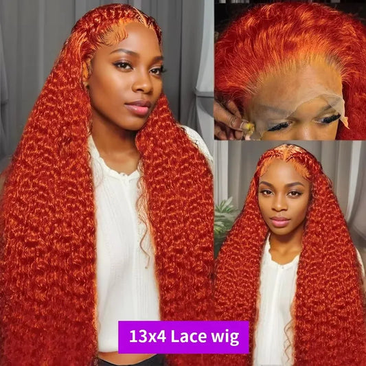 Orange/Ginger Deep Wave Lace Front Wig