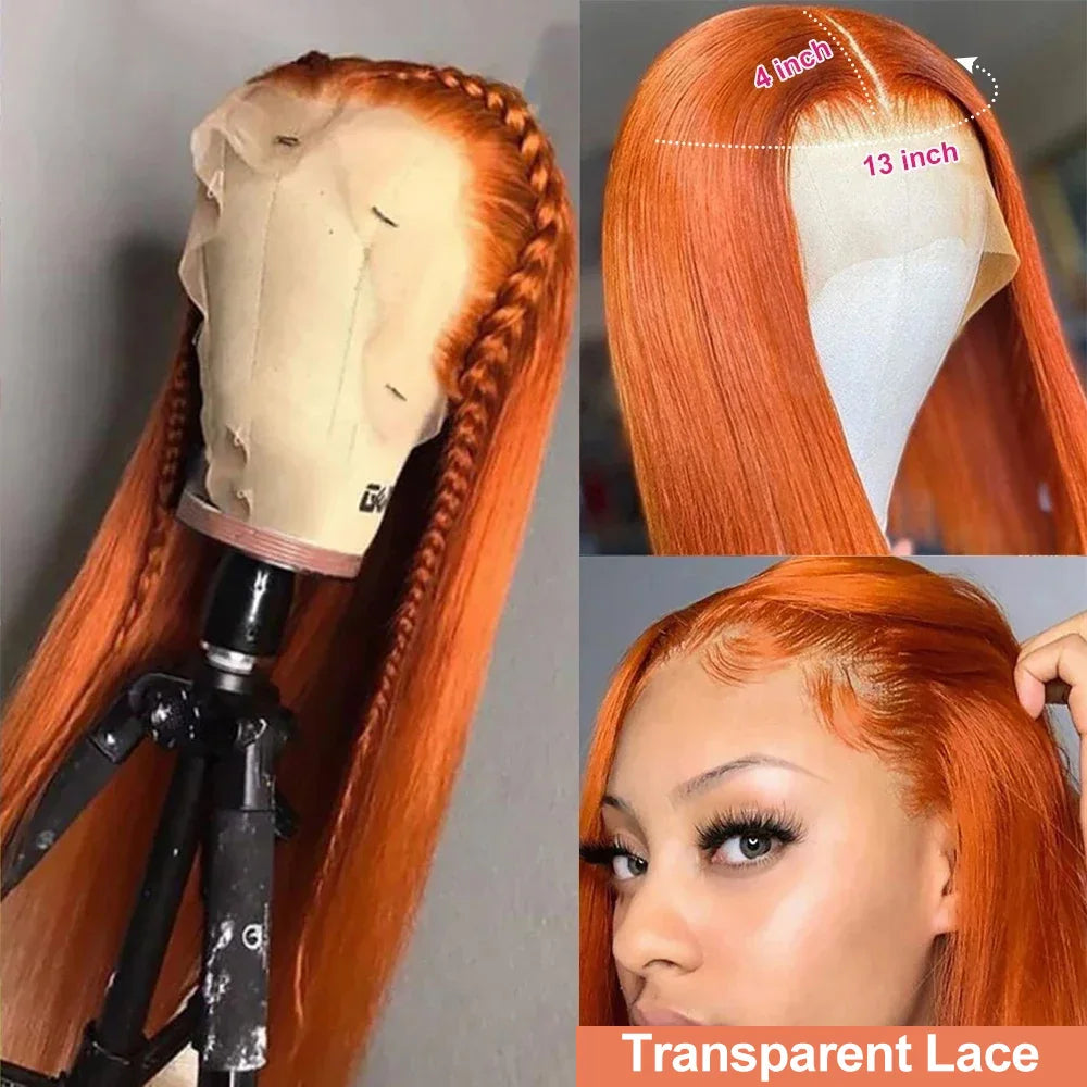 250 Density Straight Ginger Orange Wig