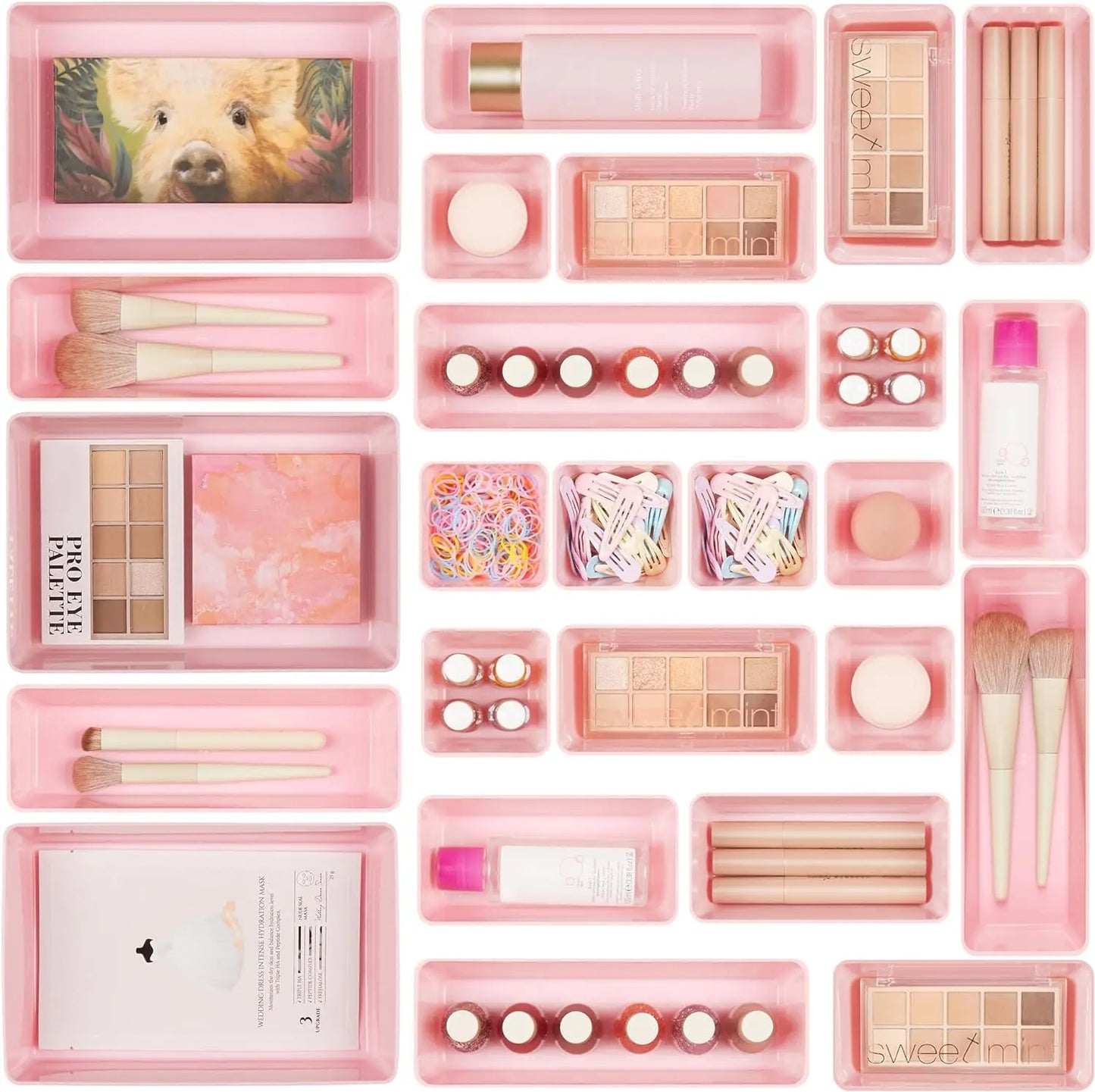 20-piece pink drawer organizer set