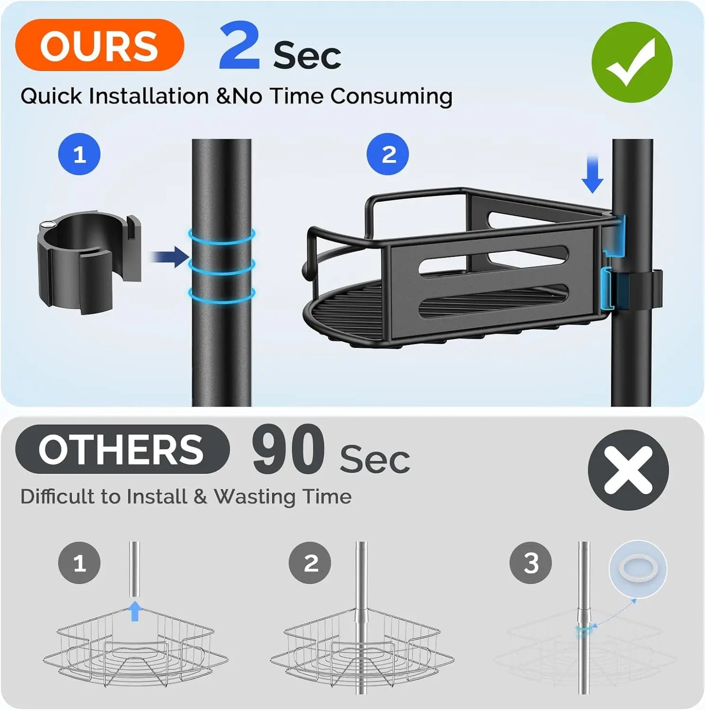 Corner Tension Pole Shower Caddy