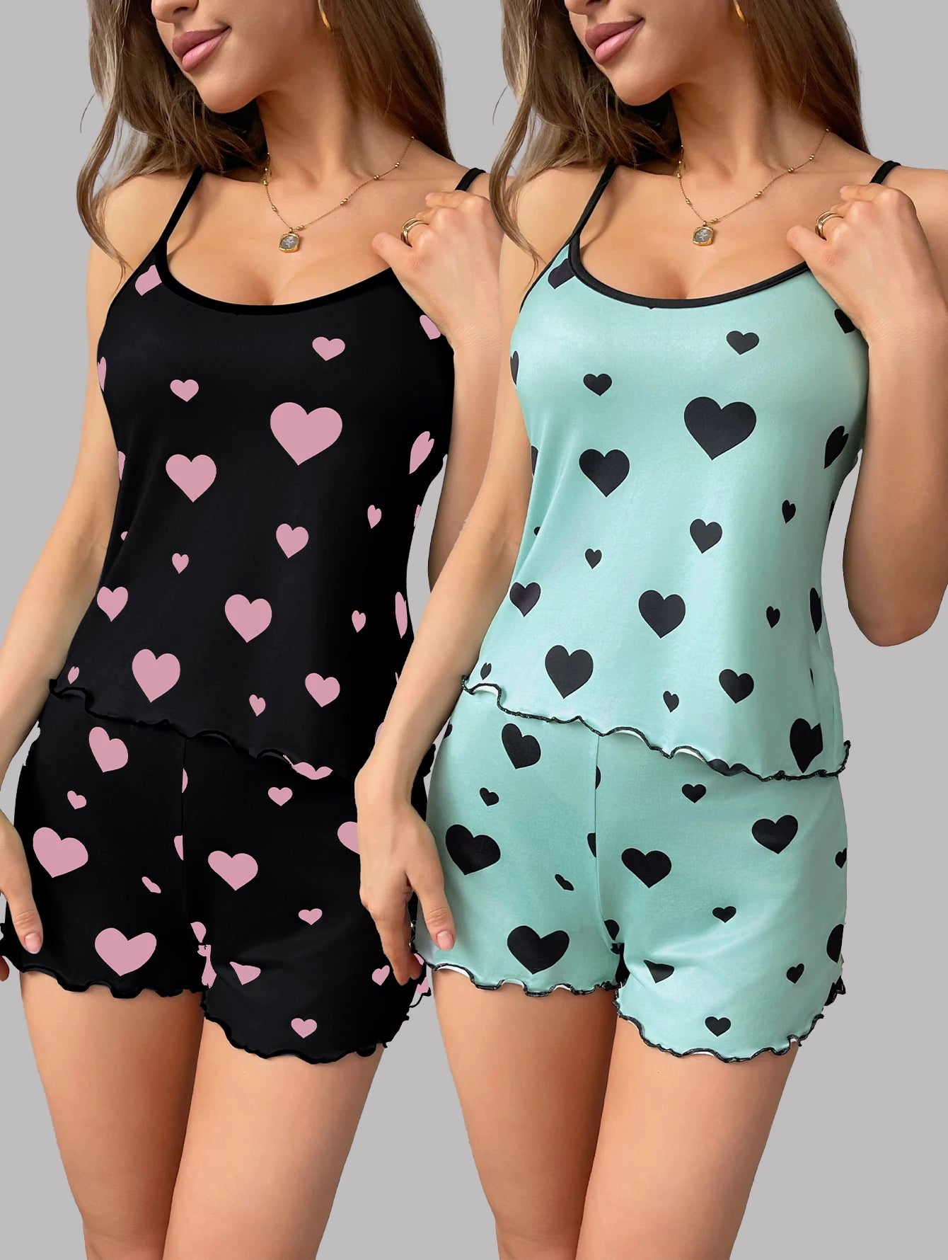 2 sets - Women's heart pajama