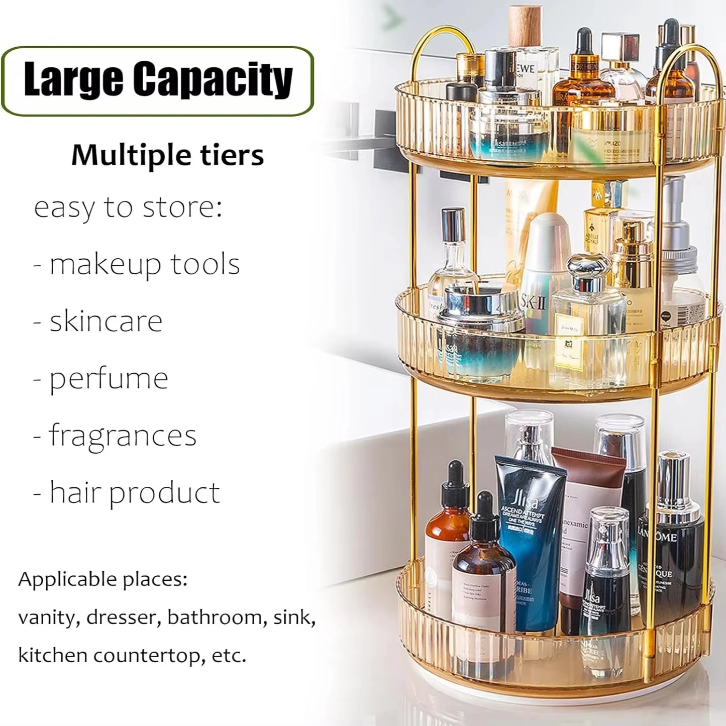 Rotating 3 Tier Vanity Organizer