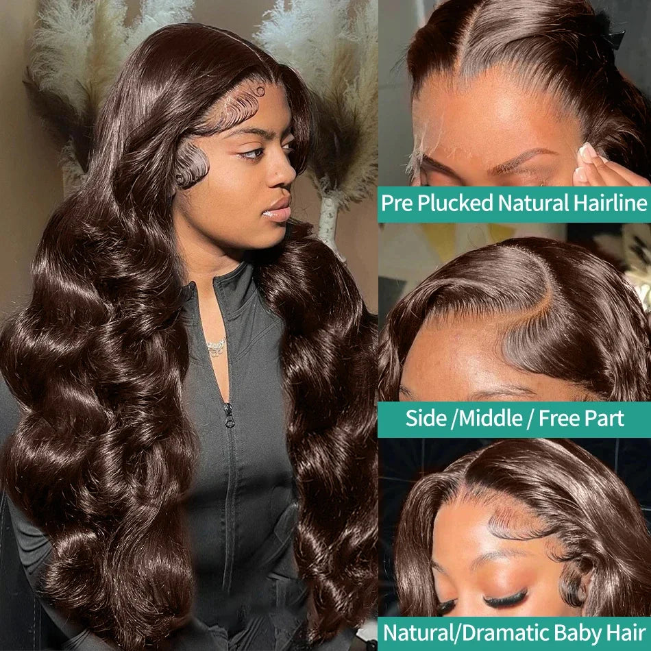 250 Density Chocolate Brown Body Wave Wig